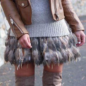 Alice + Olivia Mini Feather Skirt